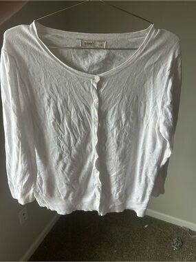Old Navy White Button-Front Scoop Neck Women's Cardigan